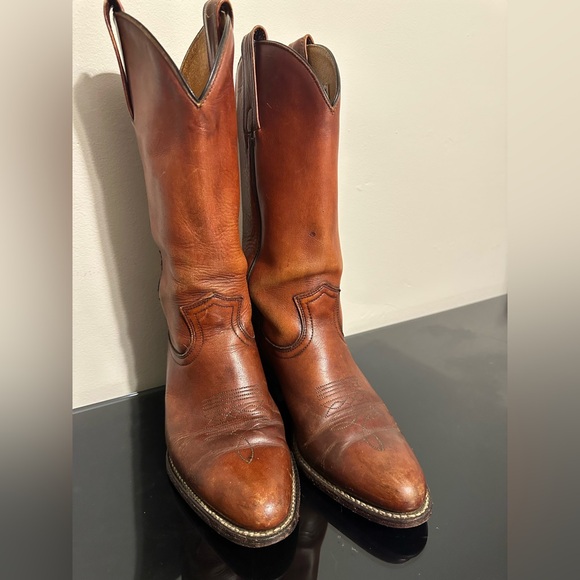 Vintage Frye Western Boots Mens Size 8.5D Brown Leather Cowboy 2356 Pull On - Picture 7 of 9